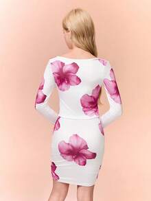 Teenage Girls Floral Print Long Sleeve Wrap Hem Top + Snug Fit Mini Skirt 2-Piece Set