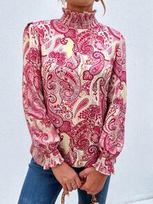 EMERY ROSE Women's Fashion Casual Paisley Print Turndown Collar Cuff Shirt - Multicolor - View 4