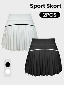 CourtClass Bộ 2 quần váy xếp ly thể thao thường ngày cho nữ - Nhiều màu - Xem 2
