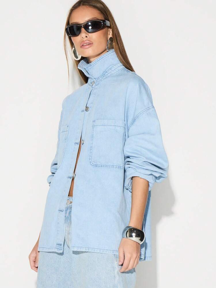 KIZN Oversized Denim Button Up Shirt