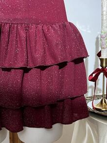 Elamini Đầm ngắn hở lưng cổ xẻ sâu gợi cảm thời trang - Màu Đỏ Sâu - Xem 6