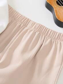 SHEIN 2pcs/Set Young BoyTextured Knit Sweater With Mock Neck And Graphic Tee, Casual Cargo Pants Outfit, Suitable For School, Autumn/Winter