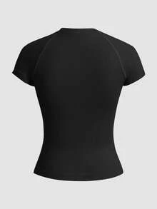 Velisys Velisys Women's Solid Color Crew Neck Raglan Short Sleeve Seamless Sports T-Shirt - Multicolor - View 5