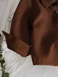 SHEIN 3pcs/Set Baby Boys' Casual Versatile Turndown Collar Front Button Chest Pocket Long Sleeve Tops