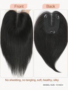 Hair Toppers For Women Real Human Hair Toppers 12 Inch Hair Topper Straight Hair Pieces For Women With Thinning Hair To Adding Hair Volume - Natural Black - View 2