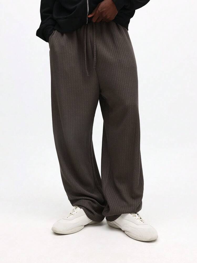 Spodnie dresowe o prostym kroju z teksturą i ściągaczem