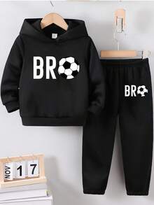 مجموعة من قطعتين للفتى المراهق للعودة إلى المدرسة، ملابس علوية هودي وبنطلون رياضي مطبوع عليهما رسومات وشعارات، ملابس خريفية شخصية وأنيقة وعصرية وقابلة للتنفس