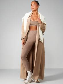 MISSGUIDED Sujetador deportivo con espalda cruzada y tirantes anchos, de punto acanalado, con soporte atlético para un estilo de vida activo y entrenamiento - Caqui - Ver 3