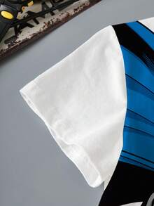 BATMAN X SHEIN 男童夏季蝙蝠与人物图案短袖T恤 - 白色 - 查看 4