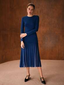 MOTF PREMIUM FITTED UMBRELLA HEM SHEER SWEATER DRESS, AUTUMN/WINTER