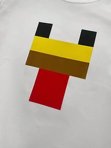 女式短款白色 T 恤，带有可爱印花，图案女士休闲家居服，带有独特的可爱动物像素图案，短款圆领短袖上衣，适合生日穿着