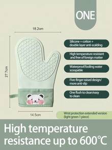 1 件装耐热硅胶防烫烤箱手套适用于微波炉烘焙厨房家用 - 綠色 - 查看 2