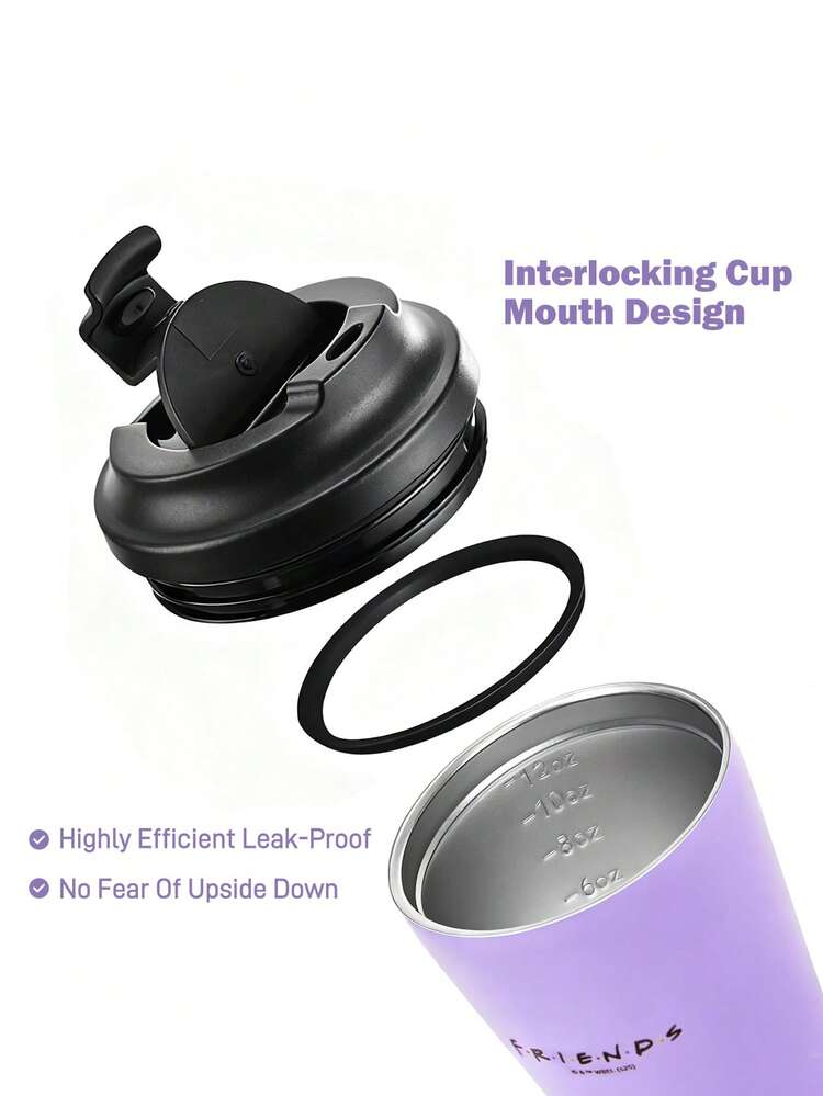 FRIENDS X SHEIN 12 onzas / 360 ml Acero inoxidable, sellado para evitar fugas, pequeño y portátil - Púrpura malva - Ver 4