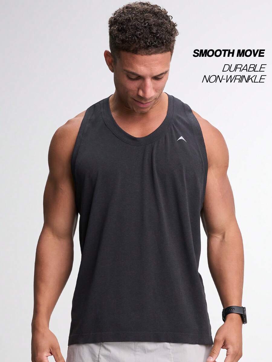 Men's Casual Versatile Solid Color Tank Top ARC-1076-BLK