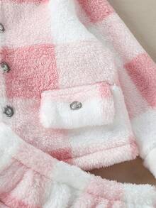 Souflis Souflis Bộ áo khoác kẻ sọc hồng và chân váy mini bồng bềnh cho bé gái, thích hợp mặc hàng ngày và dự tiệc - Hồng - Xem 5