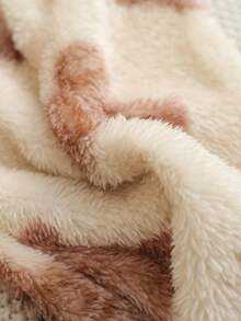 2 件套青少年女孩秋冬双面蓬松可爱卡通熊印花连帽开衫和休闲裤家居服套装 - 杏色 - 查看 4