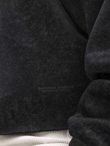 SUMWON Essential 高级轻薄修身长袖短款卫衣，休闲日常穿着舒适百搭。 - 黑色 - 查看 5