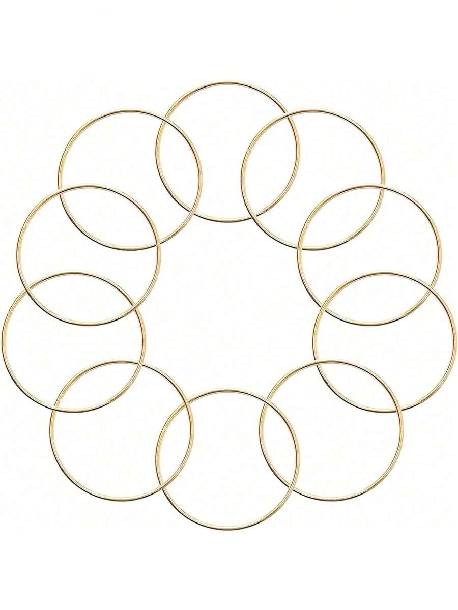 10/15pcs 2/3/4 Inch Metal Rings For Craft Gold Silvery Hoops Floral Macrame Hoops Rings Dream Catcher Rings For DIY Crafts Macrame Dream Catcher Supplies (Gold,Silvery), Valentine Day, Gift - Gold - View 1