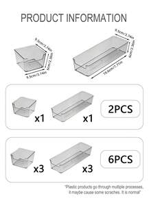 SHEIN Drawer Desktop Cosmetics Storage Box, 2PCS/6PCS Combination Clear Plastic Drawer Organizer Set,Transparent Dresser Storage Box, Exquisite Storage Box,Desk Drawer Divider Organizers And Storage Bins For Makeup, Jewelry, Gadgets For Kitchen, Bedroom, Bathroom, Office Christmas For Holiday Gift Giving