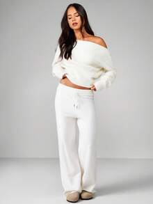 MISSGUIDED Off Shoulder Chunky Knit Sweater With Ribbed Cuffs And Hem For Casual Winter Comfort - White - View 6