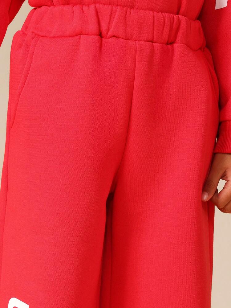 Hoodie And Jogger Set With Letter Print