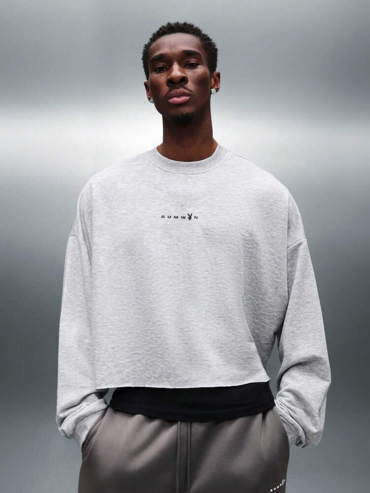 PLAYBOY X SUMWON Long Sleeve Crop Cut Off Sweatshirt