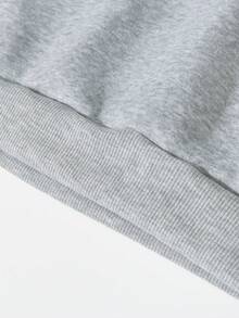 Teen Girl Casual Pony Rider Graphic Print Sweatshirt, Suitable For All Seasons, Autumn/Winter, Grey, Fashionable & Stylish Fall Clothes - Light Grey - View 3