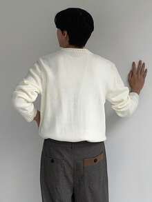 DAZY Jersey de punto texturizado blanco para hombre, adecuado para ir al trabajo en otoño - Blanco - Ver 2