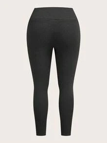 SHEIN PETITE CURVE 大码纯色休闲修身女式紧身裤 - 彩色 - 查看 6