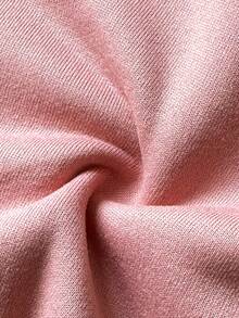 SHEIN Vintaside Kids Baby Girl Casual Solid Color Thermal Lined Hooded Zip-Up Jacket, Suitable For Autumn/Winter - Dusty Pink - View 5