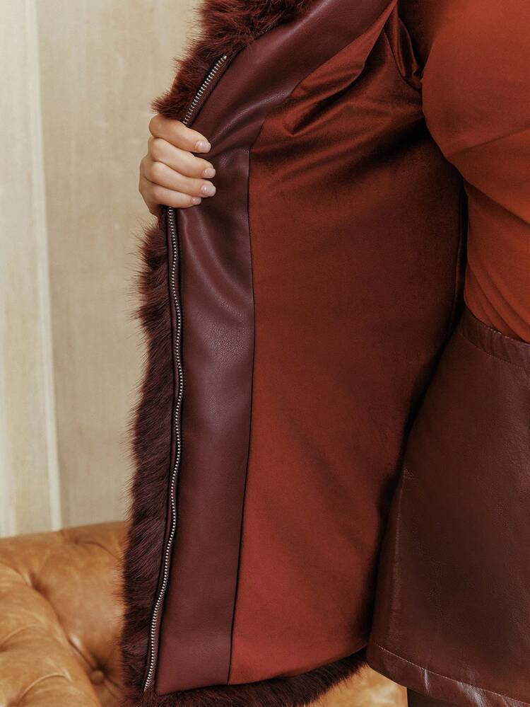Nouveau manteau  pour l'automne/l'hiver, veste mi-longue  et de renard pour femmes, vêtement d'extérieur minimaliste et élégant