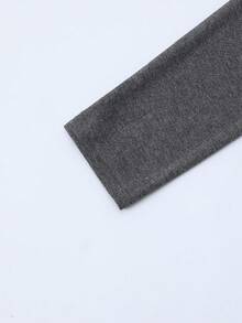 INAWLY 大码女式深灰色修身长袖圆领T恤 - 深灰色 - 查看 5