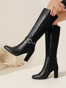 CUCCOO CHICEST 女士时尚黑色及膝靴 - 黑色 - 查看 1