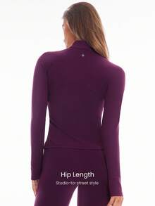 GLOWMODE FeatherFit™ dành cho DD+ Slim-It Hiệu suất tinh gọn Túi an toàn Áo khoác dài tay có khóa kéo Tập yoga tác động thấp Hàng ngày Mùa thu - Cola anh đào - Xem 3