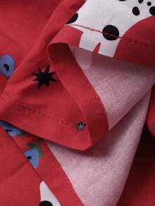 DAZY Cute Cat Print Loose Women Pajama Set, Christmas, Fall & Winter Clothes - Red - View 9