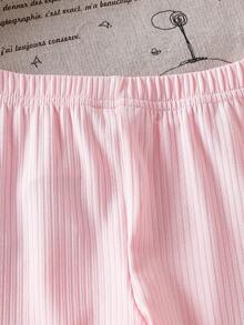 SHEIN Baby Girl Heart Pattern Front Button Jacket And Pants Set, Autumn/Winter - Pink - View 5