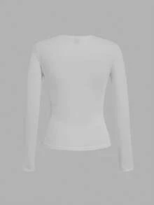 SHEIN EZwear 3 件套女士休闲紧身圆领长袖 T 恤套装，秋冬 - 彩色 - 查看 10