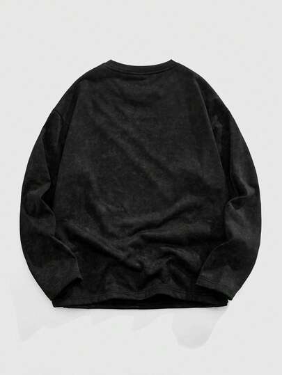 Street Life T-shirt à manches longues col rond minimaliste pour hommes