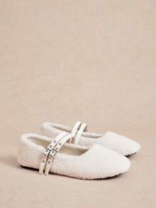 Rosivie 2024 Nuovi Mary Jane Flat Primavera per Donna, Scarpe Rosa Pastello Adatte per Abiti, Mocassini Flat a Collo Basso - Bianco - Visualizzare 3