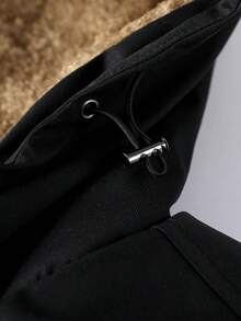 Manfinity Homme Men's Autumn/Winter Thermal Lined Zip-Up Drawstring Hooded Long Sleeve Jacket, Outdoor Windbreaker - Black - View 6