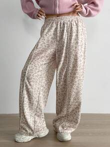 Aidyla Pantalones deportivos informales de contraste con estampado de leopardo - Multicolor - Ver 3