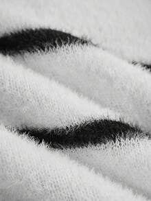 Isle Nomé Women's Striped Crew Neck Long Sleeve Pullover Sweater, Versatile For Autumn/Winter - Black and White - View 5