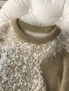 Manfinity Joysei Men's Contrast Color Crew Neck Long Sleeve Fashionable Knit Sweater - Multicolor - View 6