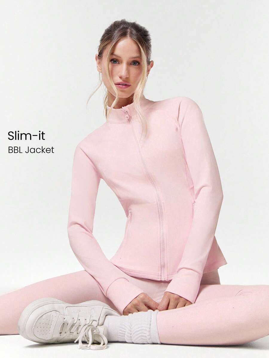 GLOWMODE FeatherFit™ Slim-It Streamline Performance Secure Pockets Zip Up Long Sleeve Jacket Low Impact Yoga Daily Fall | SHEIN EUQS