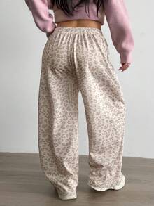 Aidyla Pantalones deportivos informales de contraste con estampado de leopardo - Multicolor - Ver 2