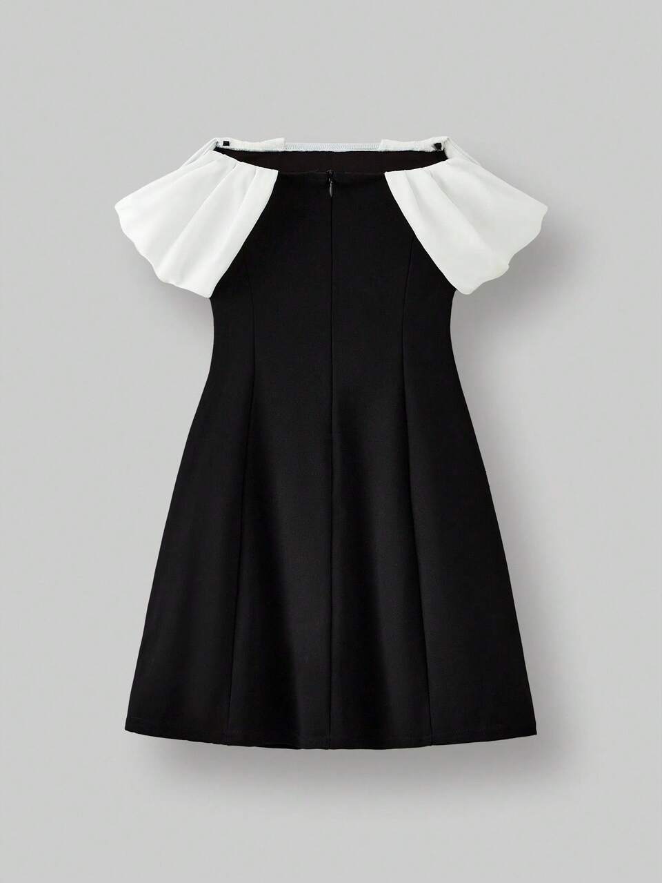 Tween Girl Color Block Off Shoulder Foldover Dress