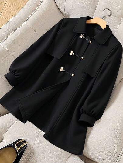 GlowEve CURVE 大码女式宽松优雅大衣，长袖秋冬女装