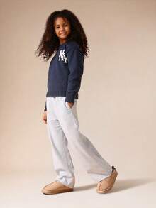 SUMWON Ribbed Wide Leg Palazzo Pants For Girls Casual Loose Fit Comfortable Trousers - Royal Blue - View 1