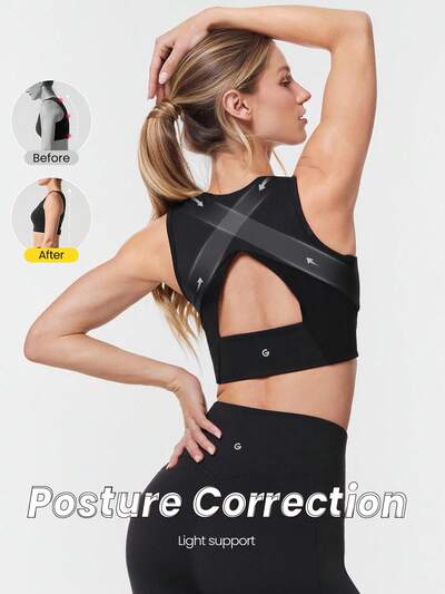 OptiDry Breathable Compressive Quick-Dry Mesh Paneling Cutout Back Sports Bra Low Impact Yoga Pilates Studio Gym Daily Active Wear Removable Cups