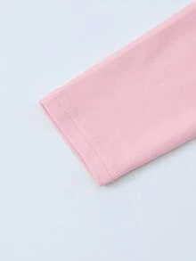 INAWLY Women's Pink Long Sleeve Crew Neck Fitted T-Shirt - Baby Pink - View 5